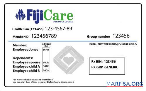 Blank Fiji health insurance card download for verification
